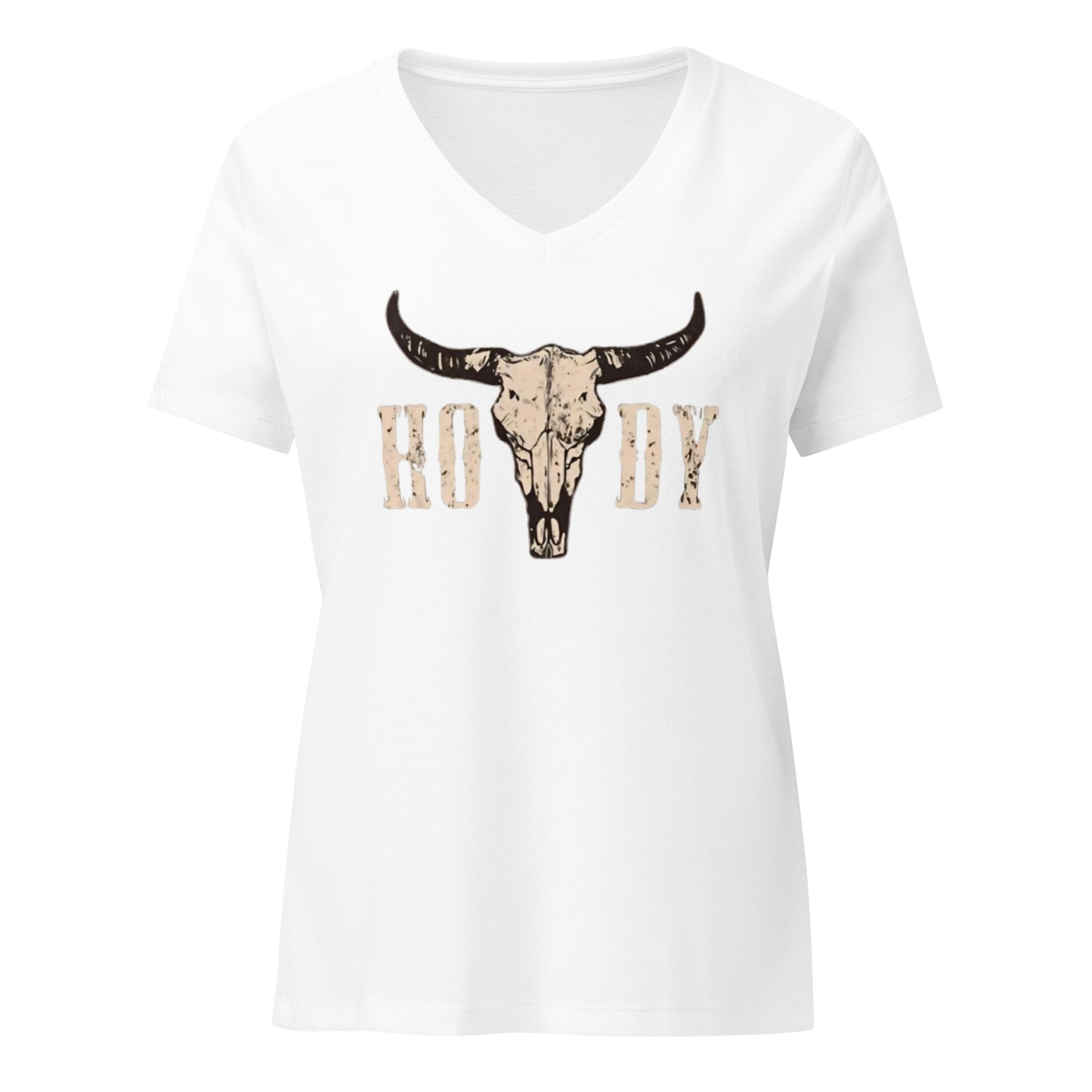 Women’s relaxed V-neck | "HOWDY" | White